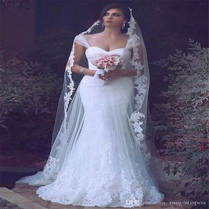 Eleganti abiti da sposa sirena abiti da sposa treno di corte spaghetti treno bohémien beach formale plus size abiti da sposa su misura 291o