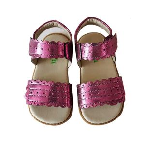Tipsietoes Children Posey Style Girls Sandals Low Heel Real Leather Enfants 필레 파티 드레스 신발 유아 어린이 여름 240508