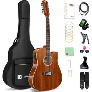 Vangoa 12 String Guitar: Acoustic Electric 12 String Guitar para iniciantes, adolescentes, adultos - Corpo de Sapele em tamanho real de 42 polegadas com acabamento de brilho natural