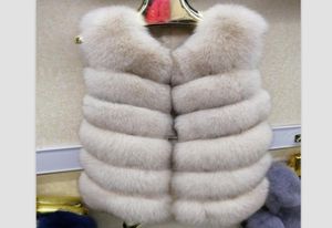 2020 Women039s Natural Real Blue Fur Vest Waistcoat Gilet Coat Jacket ärmlös tjock varm vinter lång äkta lyx Long7447821