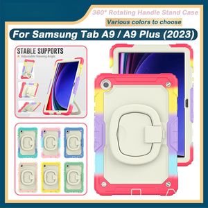 Case With Screen Protector For Samsung Galaxy Tab A9 8.7 A9+ A9 Plus 11 inch Handle Grip 360° Rotating Kickstand Cover Rugged Kids Shockproof Cases with Shoulder Strap