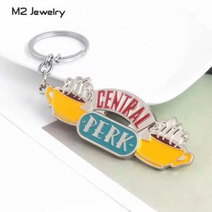 Keychains Lanyards American TV Program Friends Central Park Keychain Coffee Time Emamel Keychain Chian Pendant Friend Gift J240509