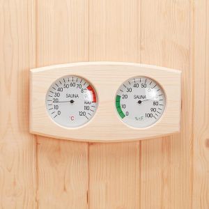 Mätare Pine Wood Bastu Termometer Hygrometer Horisontell Hållbar digital bastu rumstillbehör inomhusfuktighetstemperaturmätning