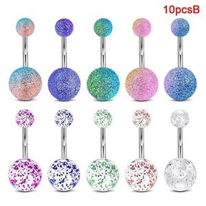 Z7QQ Navel Rings 5/10/12/16pc/Set Cute Dangle Belly Ring Pack 14G Navel Piercing Bulk Sexy Belly Ring Set Belly Button Ring Lot Piercing Jewelry d240509