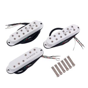 Accessories HOMELAND 3Pcs Mini Alnico V Single Coil SSS Guitar Pickups Humbucker For Guitar Bass Musical Instrument GMN45 (White)