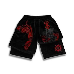 Męskie szorty Berserk-Pantnes Cortos Deportivos 2 en 1 Para Hombre Shorts de secado rpido para correr entrenamiento de gimnasio y fitnes t240508