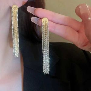 Stud vintage guldfärg bar lång tråd tofs droppörhängen för kvinnor glansig geometrisk strass örhänge mode bröllop smycken