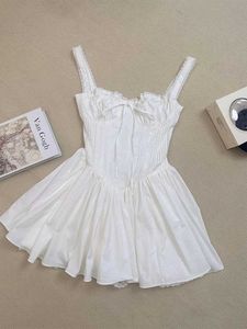 Basic Casual Dresses Two Piece Dress Summer Mori Yoshiro Girls Bow AlineD ressI talianN oodleS houlderS trapS olidC olorF rogD ressS quareN ecklineP artyT uned