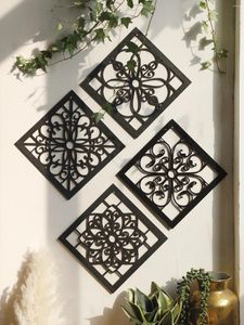 Декоративные фигурки 4pcs черный деревянный полый декор стены Care Designs Boho Home Украшение шестиугольники.