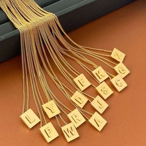 Trend Famous Brand Designer Classic Letter Pendant Square Gold Plated Necklace Jewelry Gifts