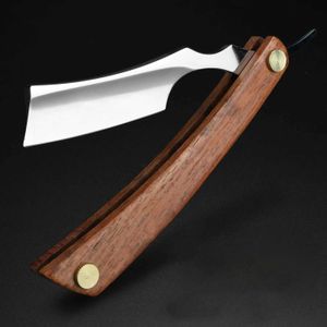 Razors Blades Cutting Throat Straight Shaver Wood Professional Hair Clipper Högkvalitativ Single Blade Edge Beard Q240508
