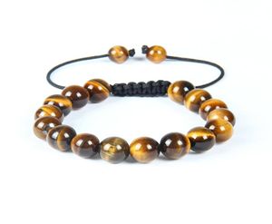 Mode Mens Woven Armband 10st High Quality 10mm Tiger Eye Stone Pärlor med pärlbandsmycken för gåva9931479