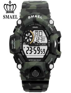 Smael Men Sports Watches S-ミリタリーウォッチファッションカモフラージュリストウォッチダイブメンズスポーツLEDデジタル防水時計1532010