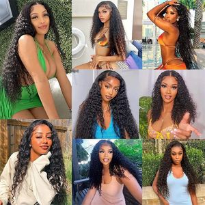 Water Wave Lace Frontal Human Hair Wigs para mulheres negras molhadas e onduladas sintéticas de fechamento de ondas profundas de onda profunda DHL livre