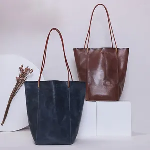 Bolsas de ombro Compras de grande capacidade 2024 Ladies Bolsa de couro genuíno Mulher bronzeada de vegetais femininos