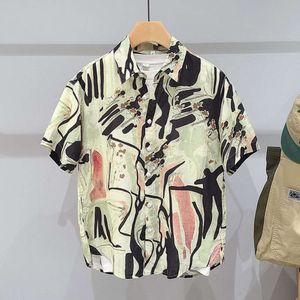 Summer mens dress shirts Youth Top Casual Small Design High end Printed Shirt Short sleeved hawaiian shirt