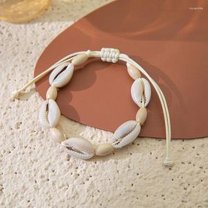 Bracelets de charme boho verão conchas shell tornozeleiras para homens homens homens feitos de corda de corda de corda ajustável