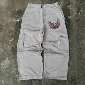 JNCO American Street Skate Culture Multite Multite White Mens Ricordi ricamati jeans pantaloni dritti a gamba Womens 240507