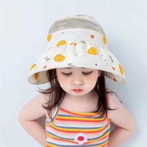 Czapki kapelusze nowe kwiatowe nadrukowane dziecięce kapelusz słoneczny z regulowaną szerokością Girls Girls Pusta kapelusz letnie plaż