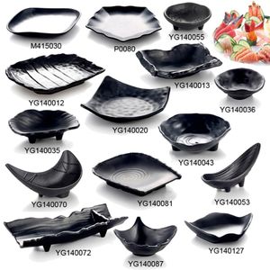 Melamine Dinnerware Dinner Plate Plate Frost Black Plate Restaurante Imitação de porcelana A5 Melamina Tableware Snack Plate 222V