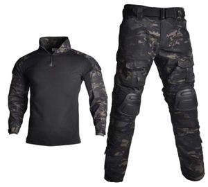 狩猟セット戦術的なスーツ軍服トレーニングカモフラージュシャツパンツパッド付きペイントボール服10ポケット8xl6143171