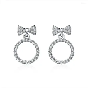 Studörhängen Starmoon Fashion 925 Sterling Silver Crystal Rhinestone Geometric Round For Women Beautiful Jewelry
