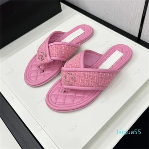 2024 Designers Sandals Women Flip Flops metal buckle flat Beach Shoes real Leather Loafers Fashion Classic Floral Brocade Slides Flats Rubber Heat