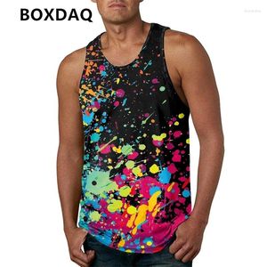 Męskie topy czołgowe Tieb-Dye Street Tanks Summer Slewale 3D ręcznie malowany drukowana kamizelka męska 6xl Duży rozmiar O Neck Casual Fitness Sports