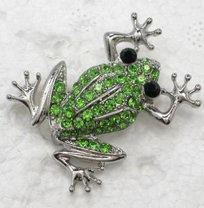 12PCLOlot Whole Crystal Rhinestone Frog Broothes Fashion Costume Pin Brooth Biżuter Prezent C1799300833