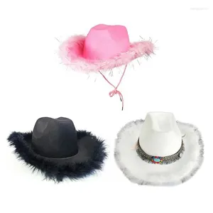 Boinas femininas chapéu de cowboy brim abeta de caça