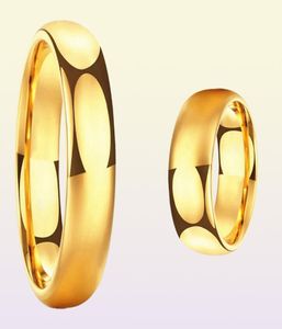 Gold Tungsten Carbide Ring Mens Womens Wedding Band förlovningsringar Polerad kupol Comfort Fit Gravering Anpassning 12779797776118