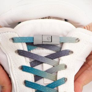 Sko delar ingen slips skosnör för skor glitter platt elastiska snören sneakers färgglada presslås utan slipsar skosnör barn vuxen