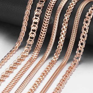 Łańcuchy Vintage Naszyjnik dla kobiet mężczyzn 585 Rose Gold Kolor Venitian Curb Slail Foxtil Link Naszyjnik