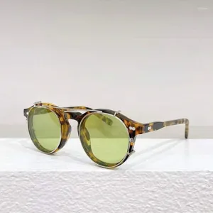 Солнцезащитные очки роскошная винтажная модная тенденция твердые ацетатные ретро-овальные клипы на мужчины женские очки. Шторы милцена 3а высокое качество
