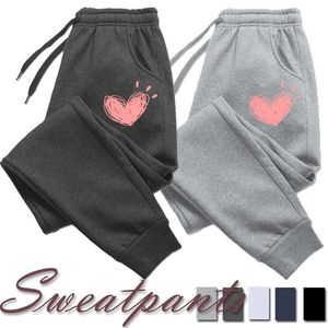 Spodnie damskie Capris Women Cute w kształcie serca drukowane spodnie sportowe jesień i zimowe bawełniane długie spodnie do joggingu swobodne fitness Women Q240508