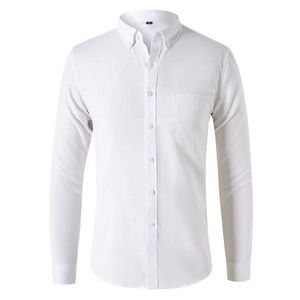 Camisas de vestido masculinas m-5xl primavera e outono camisa masculina oxford algodão camisa de manga comprida colorida color pólo de pescoço negócio casual ajuste top d240427