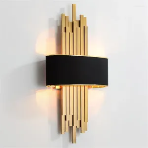 Wall Lamp Nordic Gold LED For Background Decoration Lighting Fixture Black/White Lampshade Bedside Luxury Light