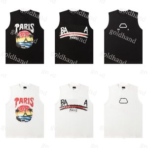 Париж дизайнерская футболка для мужской футболки Лето дышащий спортивный жилет хлопковой танк -топы модные уличные рукавочные футболки