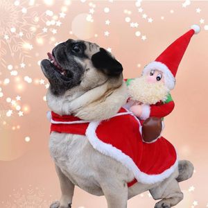 犬のアパレルコスチュームクリスマス服ペットサンタクロース子犬のための中小サイズのライディングスーツ