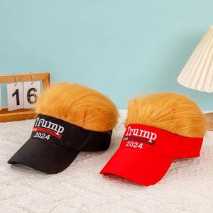 2024 Hat With Hair Caps Trump Red Embroidery Cotton Baseball Hats 0509 0509