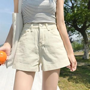 Women's Jeans 2024 Spring Summer High Waist A-line Shorts Female Loose Straight Short Pants Ladies Thin Solid Color H218