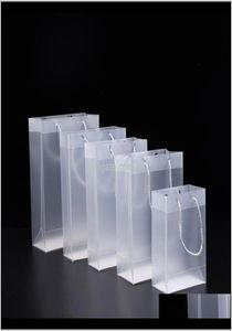 Wrap Event Festive Supplies Home Garden8 أكياس هدايا بلاستيكية بلاستيكية مع مقابض مضادة للماء PVC PVC Clear Clear PA4577686