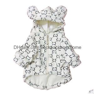 Designer Dog Clothes Brand Apparel With Classic Letter Mönster Varm lyxig hoodie Kall väderrockar Mysig vindtät jacka för S DHSMY