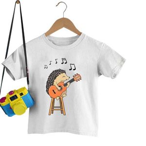 Camisetas divertidas ouriços tocando camiseta de guitarra para meninos e garotas notas de música e cadeira de melhor animal de criação de roupas de origem de roupas de origem infantil infantil