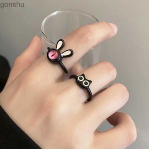 Couple Rings 2023 New Fashion Trends Unique Design Elegant and Exquisite Sweet Black Cat Open Ring Couple Wedding High end Jewelry Wholesale WX