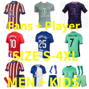 24 25 Atletico Madrids Morata Soccer Jerseys Player версии 2024 2025 Koke Griezmann Memphis Correa Shirt