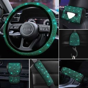 COPERCHI RICOLO DELLA STERZO Accessori per auto a bling verde set automatico COPERCHIO COPERCHIO COPERCHIO COPERCHIO COPERCHIO COPERCHIO PER PER DONNE DECORAZIONE DI INTERNI T240509