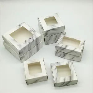 Smycken påsar 50st marmor fönster stil bröllop presentförpackad godisförsörjning 8 storlekar handgjorda tvål inpackning lådor gynnar leveranser