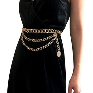 Metallgürtel für Frauen Retro Punk Rand Taille Silber Goldgürtel Kleid Ladies Brand Quaste Kette Frau 4801 220i