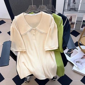 Women's T Shirts Bust 150/170cm Big Size Women Clothing Extra Large Polo Collar 100/150kg Loose Short Sleeve T-shirt 6XL 7XL